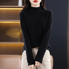 自带领羊毛衫半高领打底衫女2024新款内搭，女装羊毛衫，郡淞羊绒