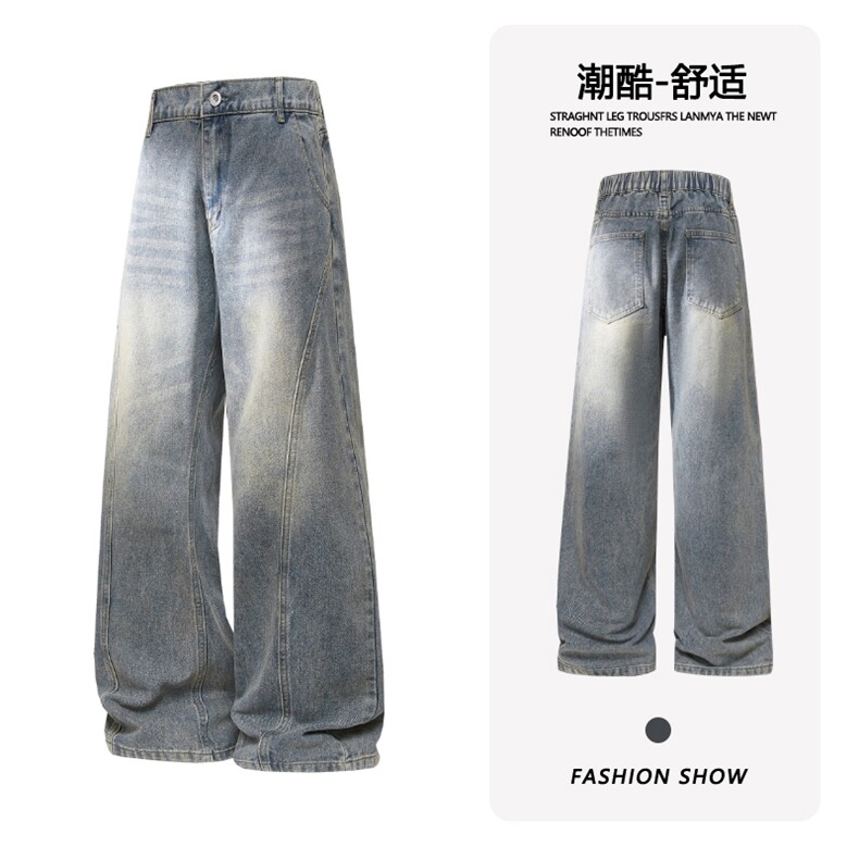 B221美式ins高街修身斜切微喇牛仔裤LK25574-特P40控68图片