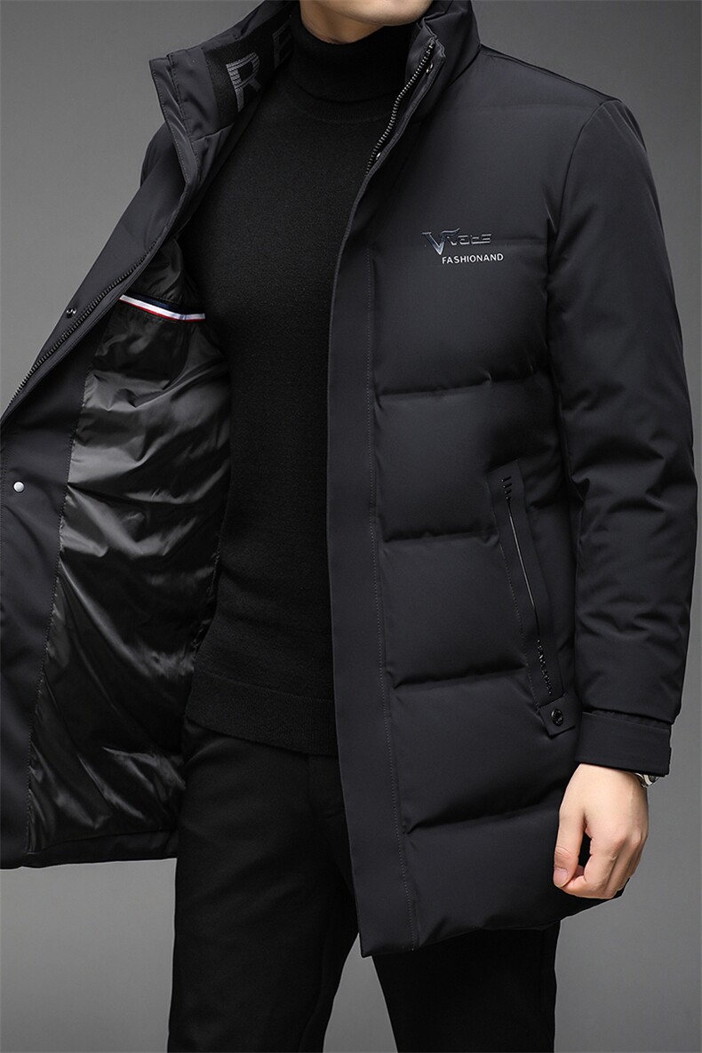 羽绒服男中长款2023新款冬装时尚立领男士休闲外套HYD2125-P305,男装羽绒服,电商B212（原钱塘6029）