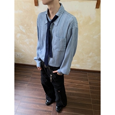 秋季长袖条纹衬衫男韩系潮流帅气dk制服男士痞帅休闲衬衣CSX562，男装衬衫，星座516A