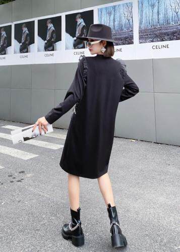 【现货】秋季新款-飘纱格纹拼接时尚连衣裙，女装连衣裙，陆氏青云