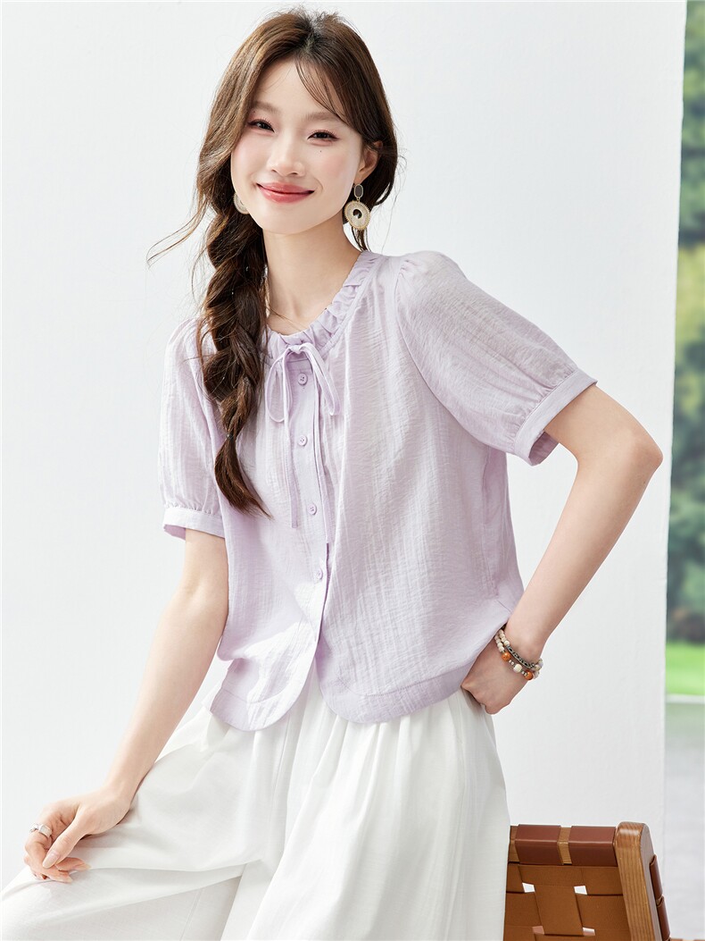 现货2026夏装新款修身透气亲肤女士衬衣,女装衬衫,木子恋