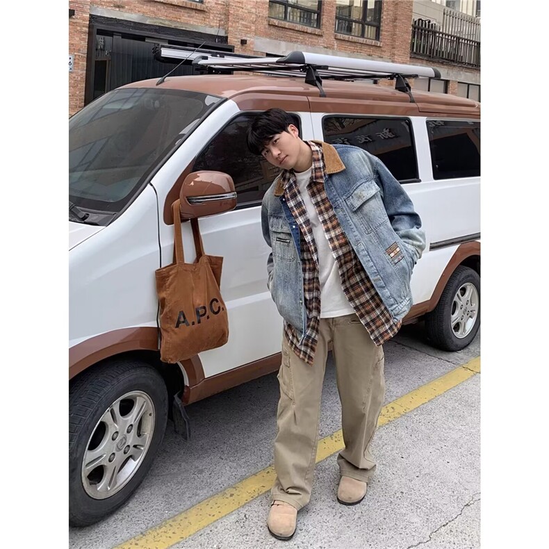 1506-1/Q26070/P80美式复古牛仔外套女2025新款立领机车服夹克，男装工装外套，星座1506