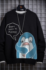 1日系圆领宽松中性情侣潮流大码M-5XL印花毛衣男7785P55加绒P70，男装针织衫/毛衣，星座226-2