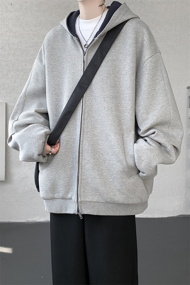 8XL-M500克潮牌百搭卫衣男美式情侣连帽撞色休闲廓形外套WY33P68,女装短外套,电商D206-1
