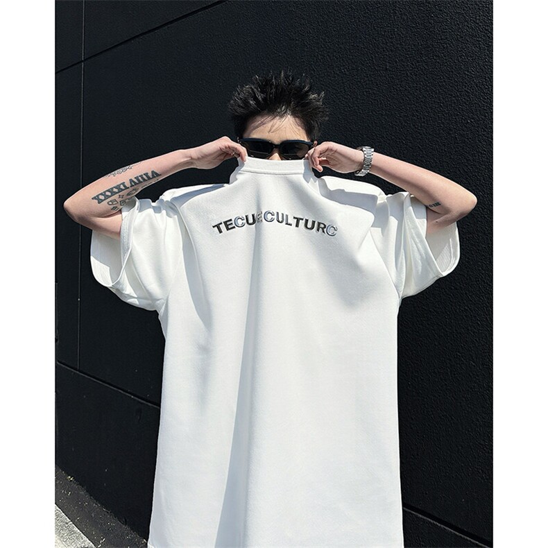 现货！高品质重磅垫肩刺绣钉珠脊骨立体金属定珠圆领T恤DX179-P78,男装T恤,电商B288