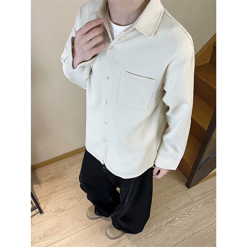 CS043-P35后外工字摺男女通勤百搭秋季长袖衬衣,男装衬衫,电商A178
