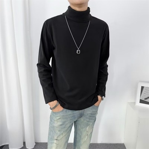 德绒高领打底衫男秋冬季修身长袖t恤休闲高级感内搭纯色上衣 T02图片