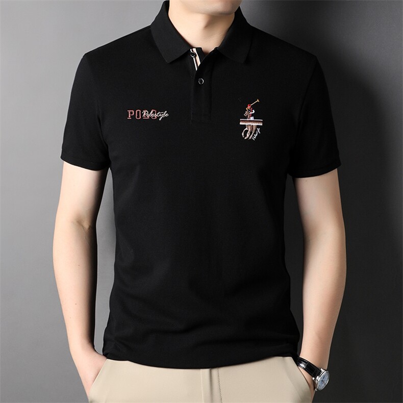 D22787钱塘2020-2夏季纯男士短袖休闲翻领T恤中年P55,男装T恤,钱塘207-2