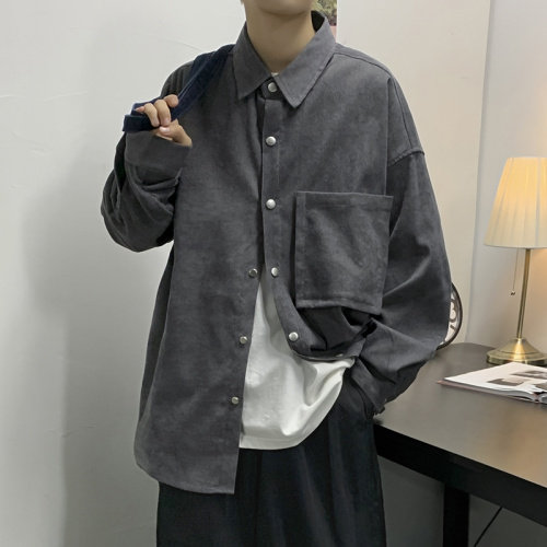 21秋装港风日系灯芯绒衬衫外套韩版情侣中性宽松慵懒风潮 C45/P45图片