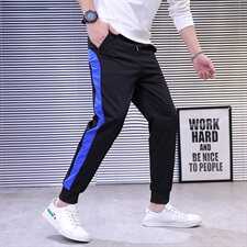 潮男裤子秋季撞色休闲裤男士小脚裤潮牌紧身束脚裤H8805-P30，男装休闲裤，星座509