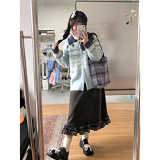可爱少女费尔岛提花毛衣外套女秋冬季宽松慵懒风针织开衫潮，男装针织衫/毛衣，星座1210-1