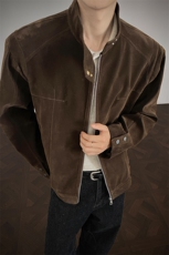 美式休闲夹克男生秋季高级感小众立领外套复古宽松修身显瘦上衣服，男装夹克，电商A001-1