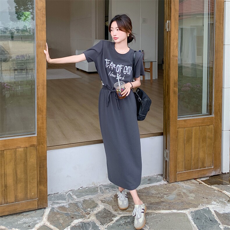 新款现货主推高级灰字母印花针织套装9850-P125-K178,女装套装/套裙,2C129