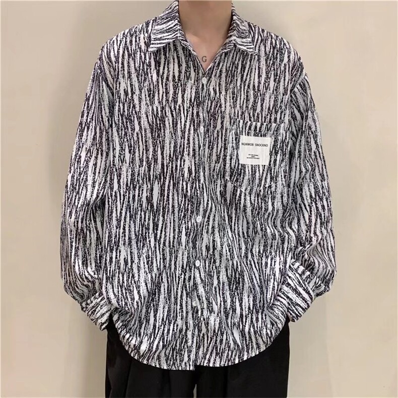 长袖衬衫男港风日系外套C735P35,牛仔裤如何搭配鞋子男图片
