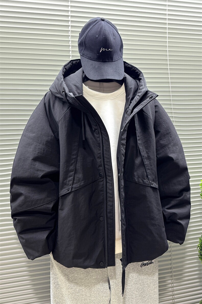 2025新标90白鸭绒短款连帽加厚男羽绒服外套375-P370,男装羽绒服,钱塘708(原3018)