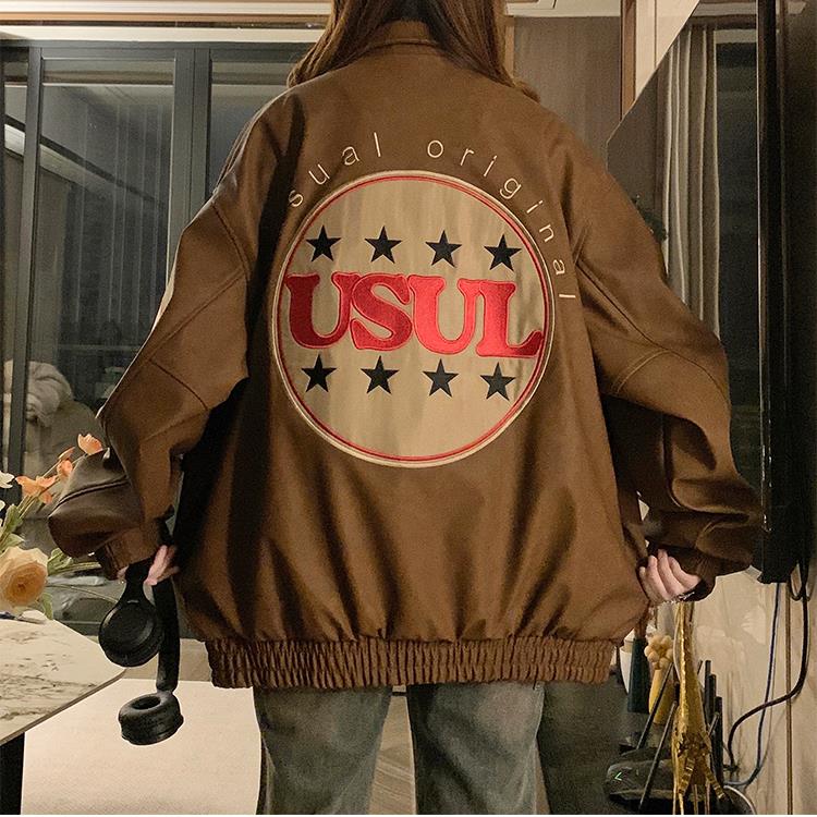 A411-P118polo领美式复古拼接棒球服2024年新款oversize工装外套,男装工装外套,星座911