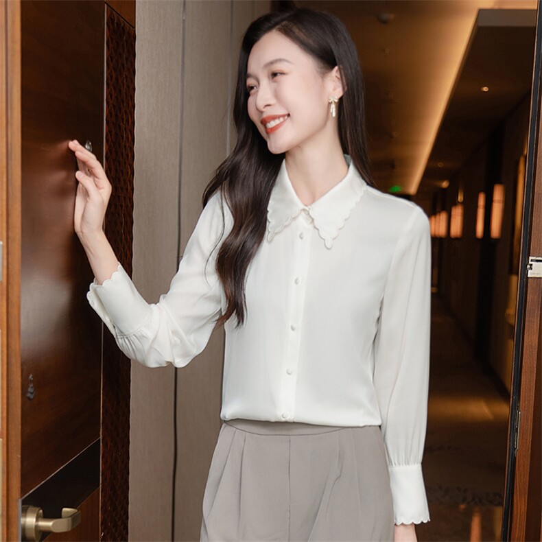 高级感缎面真丝衬衣2026早春新款长袖真丝衬衫女大码上衣,女装衬衫,阿舍尔精品