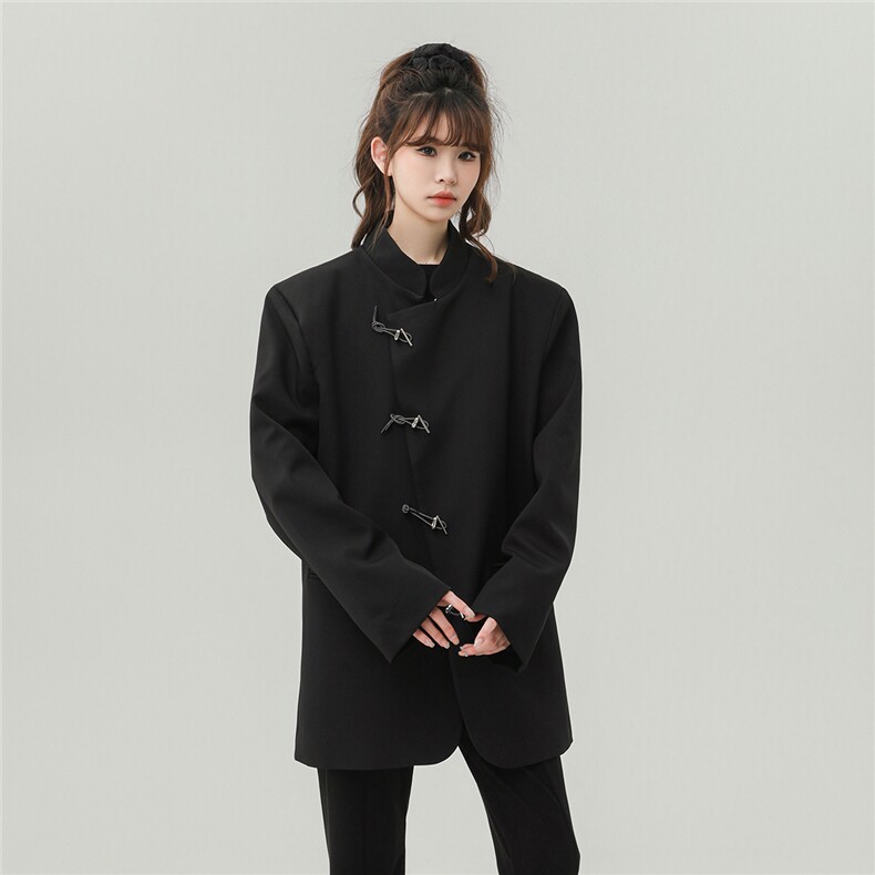 中式金属盘扣设计西服女成分：96%聚酯纤维4%氨纶XF77071P85控128,男装西服,星座226-1