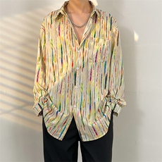 2025秋季新款彩色扎染长袖衬衫男青少年彩虹衬衣CS2307-P35，男装衬衫，电商A062