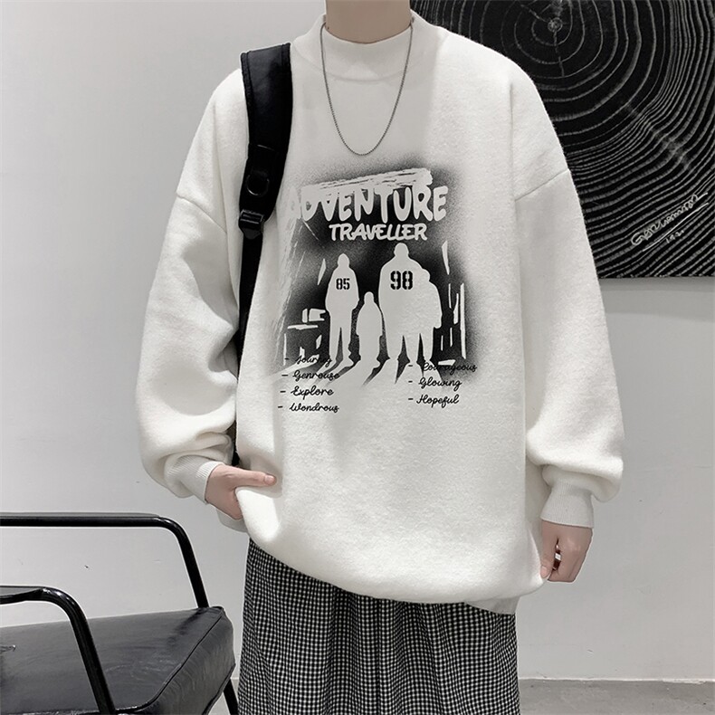8XL半高领毛衣男大码胖子针织衫毛线衣M18374-P45加绒款-P65,男装针织衫/毛衣,电商A040