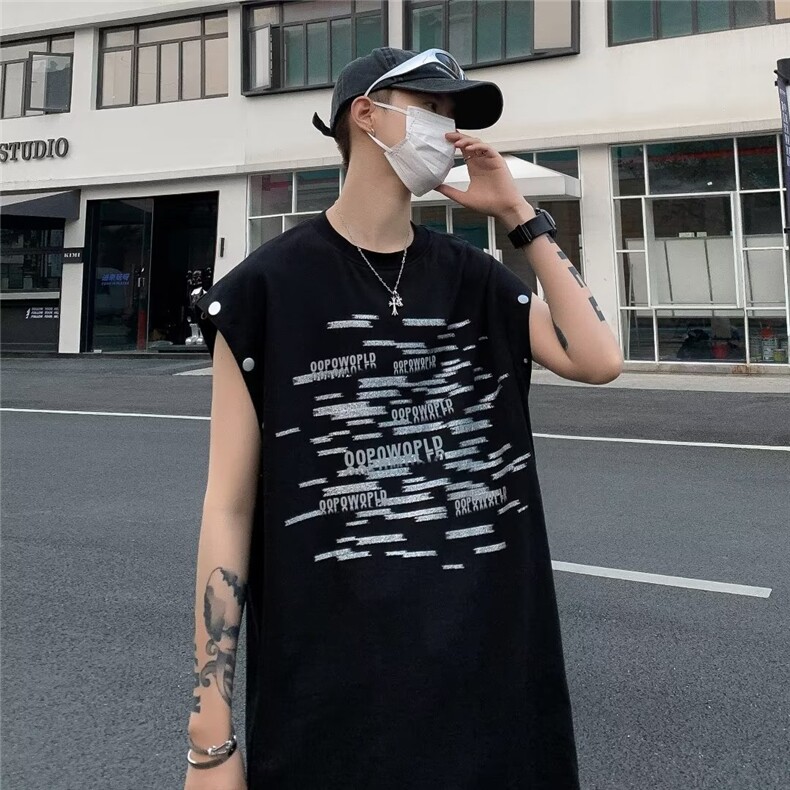 T恤男五分袖印花时尚潮牌青春标准潮可拆卸夏季城市风貌ST150-P35,男装T恤,星座412-3
