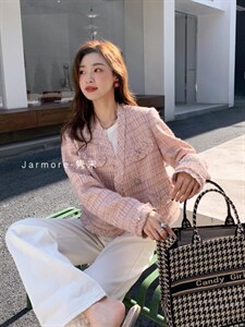 现货气质显瘦小香风外套 粉 白 SM图片