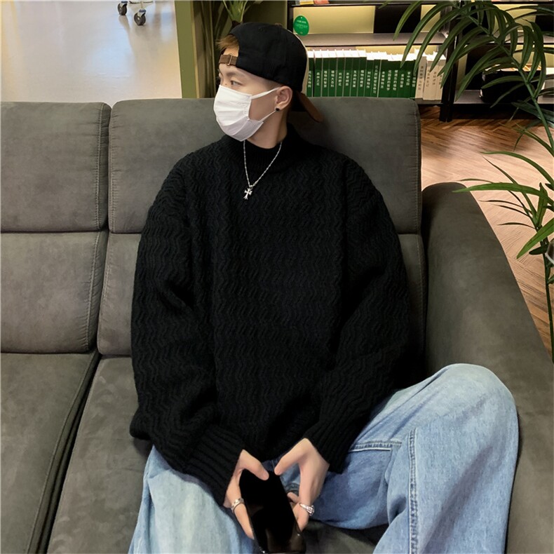 高品质秋款男圆领套头毛衣波浪线条纹针织衫鹿毛绒外套MY022-P50,男装针织衫/毛衣,星座308B-1
