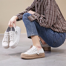 包头小白鞋女2023春秋新款大头丑萌休闲运动鞋平底踩跟两穿鞋，女鞋休闲鞋，电商A223