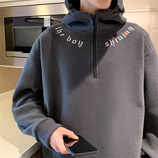 冬季加绒高领半截拉链卫衣男潮流摇粒绒卫衣长袖A668P50，男装卫衣，星座210-1