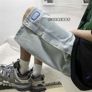 夏季牛仔短裤排扣潮牌百搭宽松休闲五分裤313A-1-NZ003-P45 控58图片