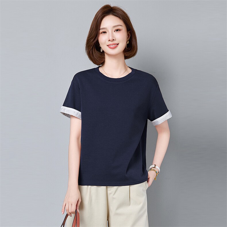 2025年夏季夏季薄款不连帽短袖针织宽松型常规圆领2529款,女装T恤,秋牧寒烟