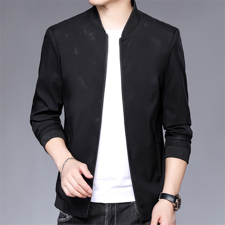 男士印花外套2023春季宽松上衣服中青年休闲棒球领爸爸装夹克潮,男装夹克,电商B212（原钱塘6029）