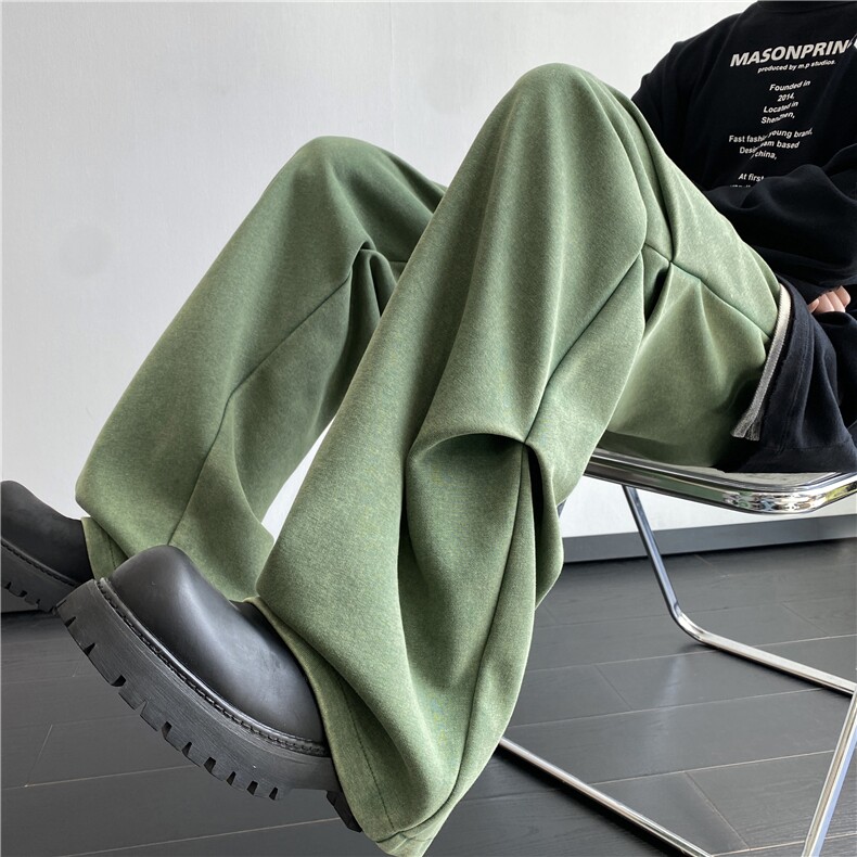 港风秋季新款潮流褶皱宽松直筒休闲裤B315-K24263-特p45控88,男装休闲裤,电商B315