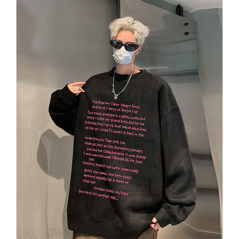 抖音得物供货提供视频秋冬重磅美式麂皮绒圆领卫衣JY307,男装卫衣,电商A486
