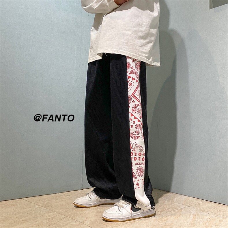 100聚酯纤维-灯芯绒拼接休闲裤227-2*C62*P55控68，男装休闲裤，星座227-2