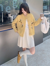 女装穿搭新款洋气春秋季绣花长袖针织开衫上衣休闲毛衣，女装针织衫/毛衣，水衣源