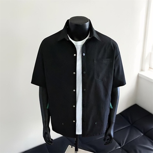 夏季痞帅工装短袖衬衫男士外套薄款凉爽半截袖休闲衬衣CS4216 P40图片