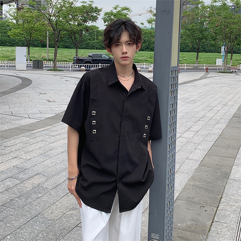 纯色衬衫抖音直播现货短情侣款冰丝衬衣DS-C323-1-7770-P38,男装衬衫,电商C323-1