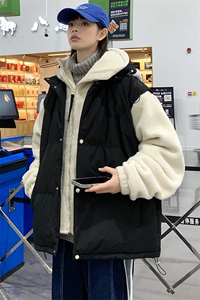 2023冬款中性羊羔绒棉服潮假两件棉衣外套男女 8338-P130控价178图片