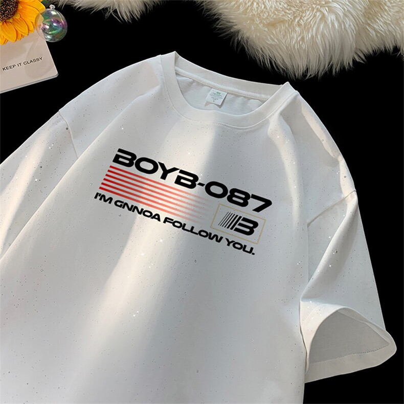 可48小时发货支持抖音得物来样二开美式满天星亮片短袖T恤MTX679,男装T恤,电商A486