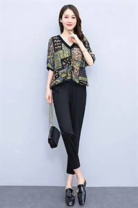 轻熟休闲套装女士2025夏季新款宽松大码蝙蝠袖上衣时尚减龄两件套，女装套装/套裙，灵力轩