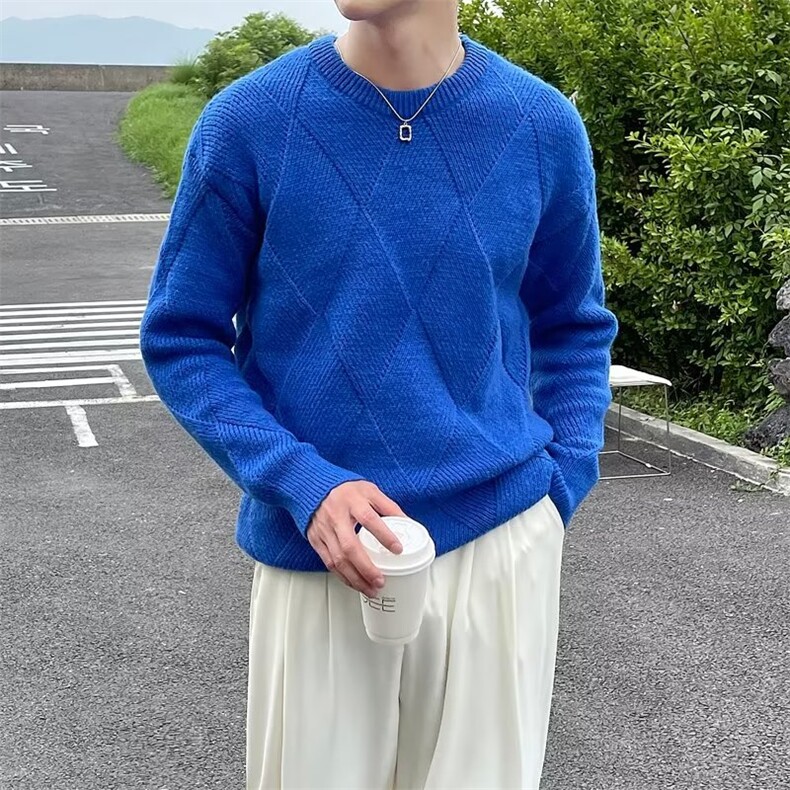 美式街头设计感圆领毛衣男慵懒风休闲针织衫B61P50,男装针织衫/毛衣,星座1116-2