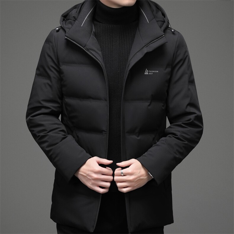 羽绒服中长款男士冬季白鸭绒保暖连帽休闲外套YYYR00012-P290，男装羽绒服，钱塘6003A(原)4033A
