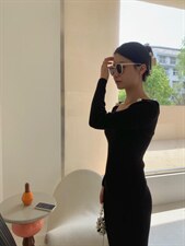 珍珠扣针织裙，其它，HE