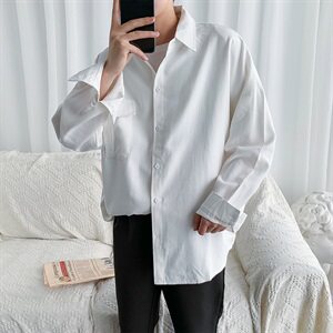 2021网红仙衬衣男痞帅潮牌ins宽松休闲百搭衬衫韩版慵懒风图片