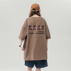 中性风新款夏季时尚百搭宽松字母印花100棉短袖T恤T1175P25控38，男装T恤，A247A