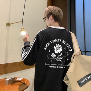 美式三杠条纹复圆领卫衣秋冬男女宽松长袖SW2456 -P45控68 50棉图片