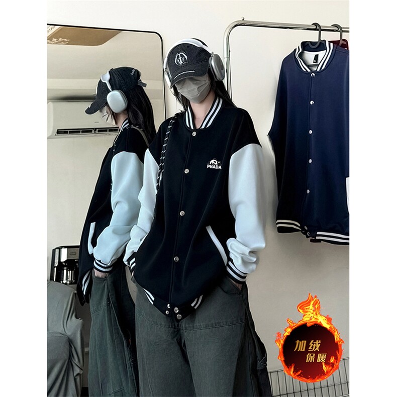 抖音得物高品质重磅全棉二开360克立领棒球服开衫卫衣外套1201,女装短外套,电商A486
