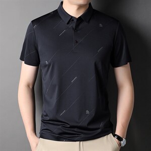 短袖T恤男2023夏季新款宽松翻领纯色内搭打底衫中年男装上衣服饰图片